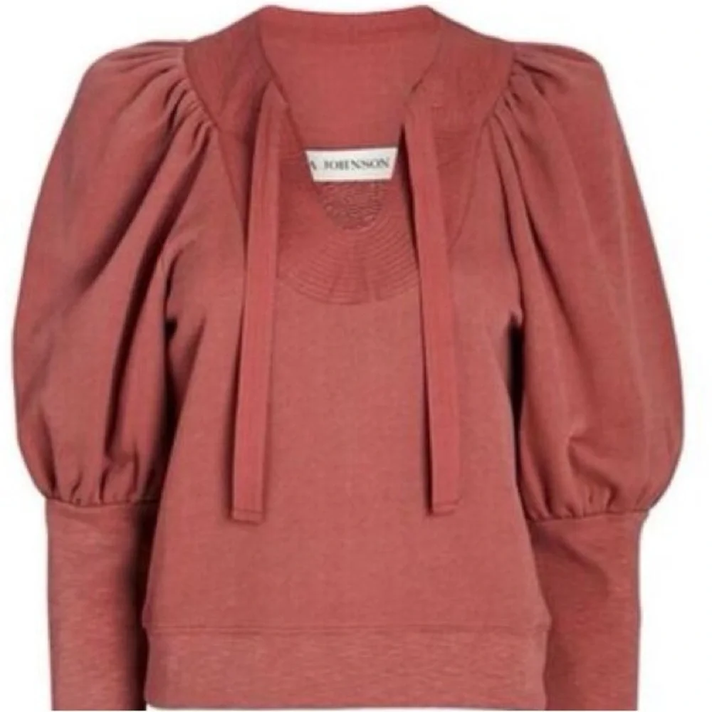 Ulla Johnson SUTTON U-NECK PUFF SLEEVE SWEATSHIRT NWT